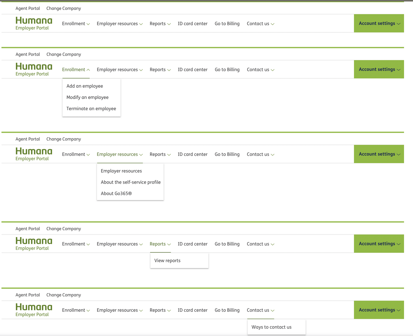 High Fidelity image of Employer navigation