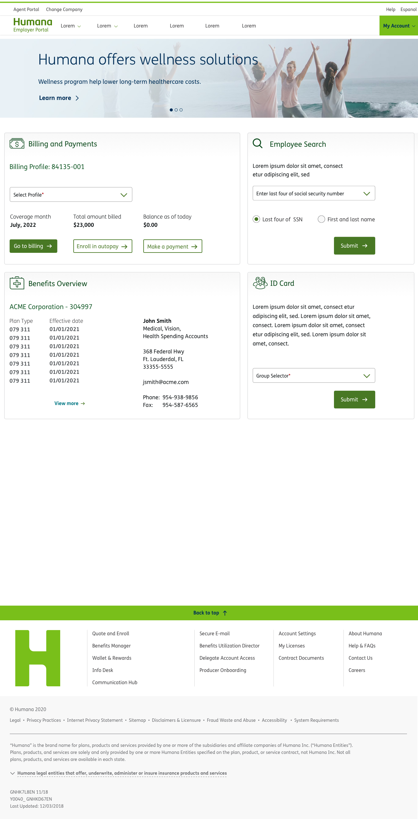 Humana Employer Portal Variation 2